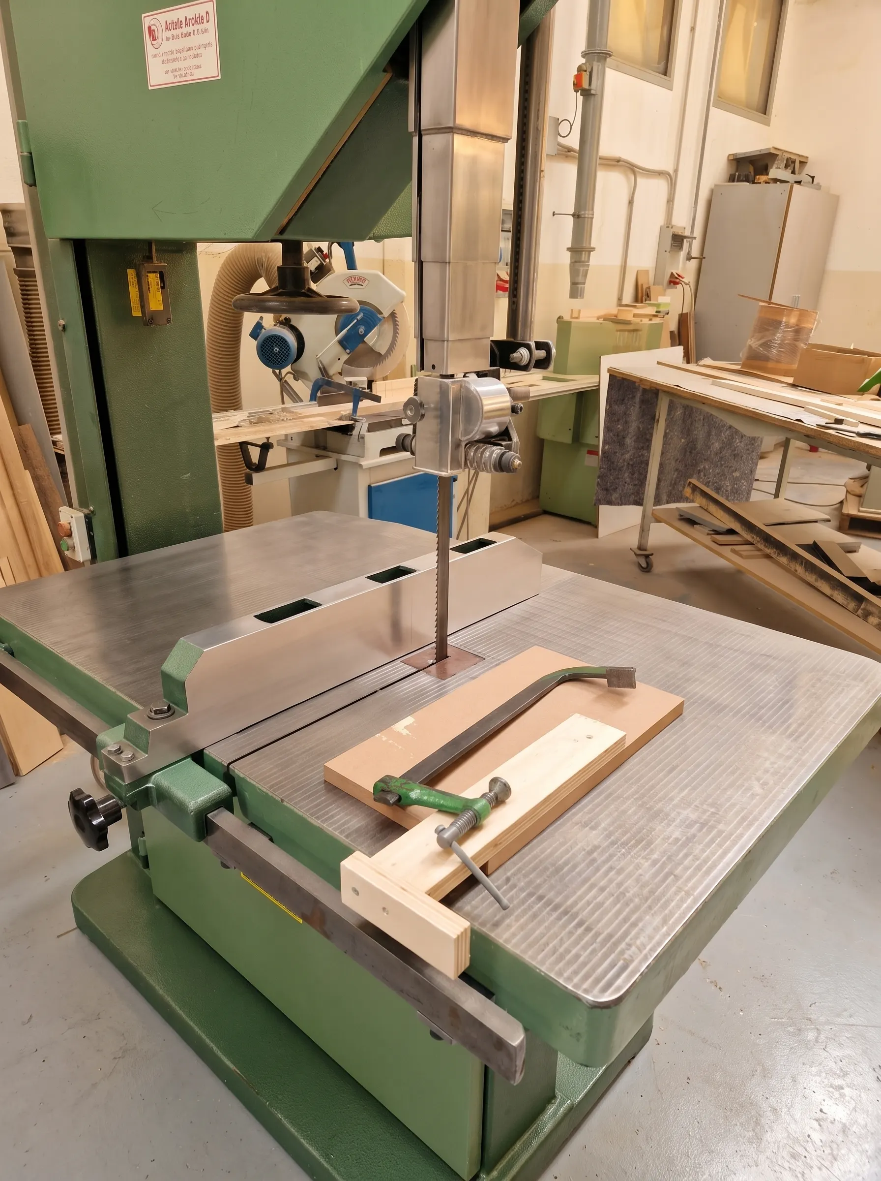 Band saw in the Cofipack woodworking shop