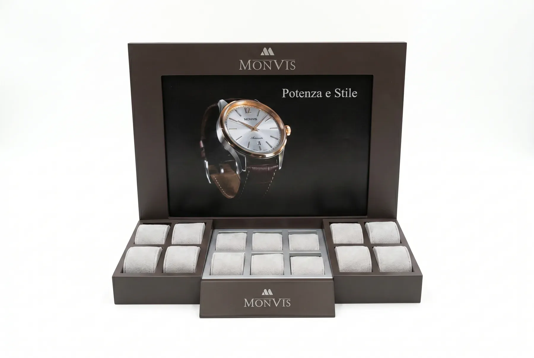 Monvis counter display for watches made by Cofipack Milano