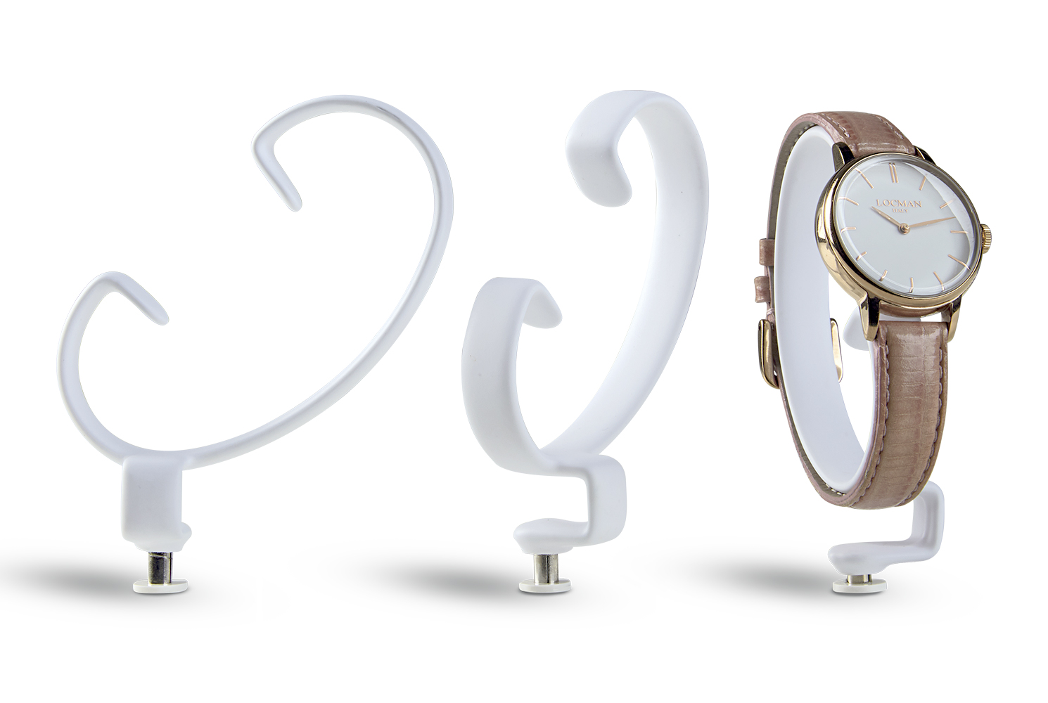 c-ring porta orologio bianco in metallo gommato