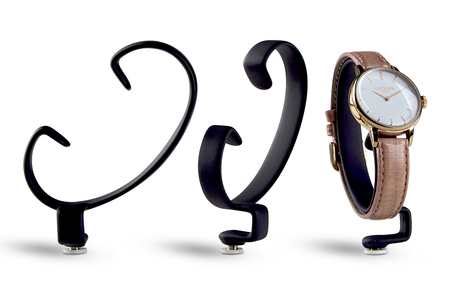 c-ring porta orologio nero in metallo gommato